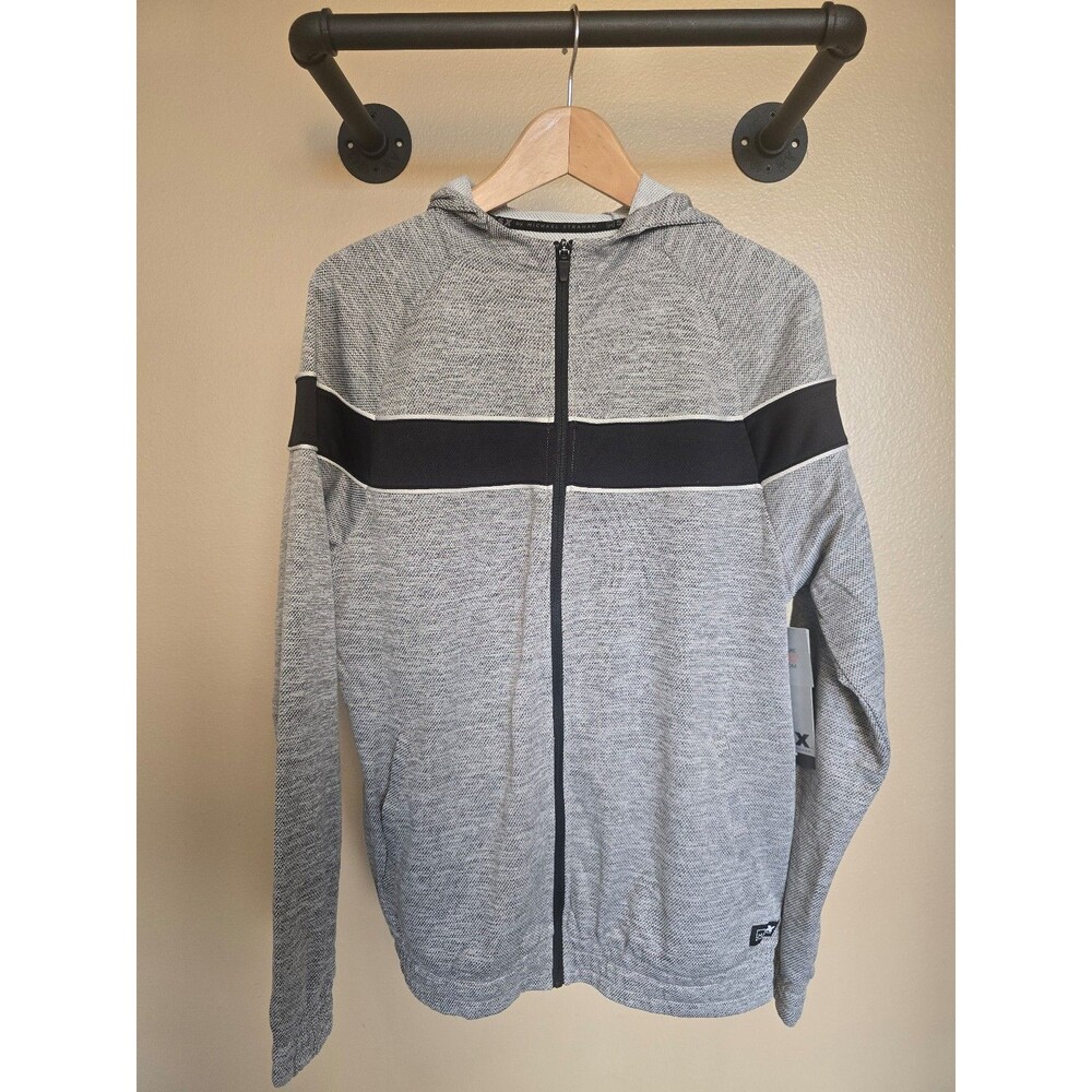 NWT Michael Strahan  zip up hooded sweatshirt‎  gray and black